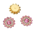 Pink and white 14mm iron sunflower glass rhinestone button for DIY crafts - Pink