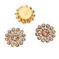 Champagne and white crystal sunflower buttons with golden flower metal base set - Peach