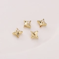 14K vergoldete vierzackige Stern-Abstandshalter mit Zirkonia für DIY-Schmuckherstellung - Stern / AD 9X6mm Loch 1,5mm