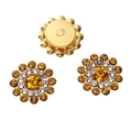Amber crystal sunflower buttons with gold base for DIY clothing and accessories - Gold Yellow