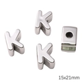 Silver acrylic letter K large hole bead for DIY jewelry making 15x21mm charm - Letter K