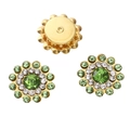 14mm gold-tone sunflower flower button with green and clear rhinestones for DIY - Fruit Green