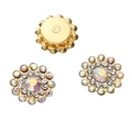 14mm golden sunflower rhinestone button with iridescent crystals and flat back for DIY - AB Color