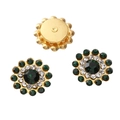 Green sunflower crystal buttons with gold metal base for DIY handmade jewelry crafts - Peacock Green