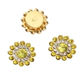 Sunflower rhinestone buttons with gold alloy base for DIY clothing accessories - Crystal Yellow