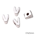 Silver-plated acrylic large hole letter V bead for DIY jewelry making 17x21mm - Letter V