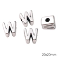 Silver-plated large hole letter W acrylic beads for DIY jewelry bracelet making 20x20mm - Letter W