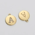 Polished 14K gold plated letter A and V pendants with zircon stones for DIY jewelry making - Letter A