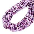 Perles Heishi en pâte polymère violette et blanche pour bijoux bohèmes faits main - Diamètre 4mm (env. 40cm/rang) / Mélange Couleur Violette