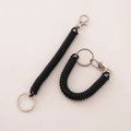 Dual pack of black spiral stretch keychains with silver lobster clasps and rings - Type A Single Clasp / Black