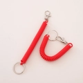Red spiral plastic spring keychain with silver metal ring and lobster clasp accessory - Type A Single Clasp / Red