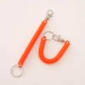 Bright orange spiral spring keychain lanyard with flexible plastic coil and metal ring - Type A Single Clasp / Orange
