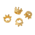 Golden crown spacer beads with detailed relief patterns for DIY jewelry making - 10×7mm / Gold