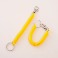 Bright yellow spiral stretch keychain with silver metal rings for DIY bag accessories - Type A Single Clasp / Yellow