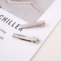 Pair of silver flat-top alligator hair clips in polished metal for DIY hair accessories - Medium Style (FHR093-40) / 4.0cm (20 Pieces/Pack) / Silver