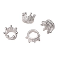 Silver crown spacer beads for jewelry making shown in various angles on white background - 10×7mm / Bright Silver