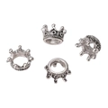 Set di quattro distanziatori a corona in argento antico per la creazione di gioielli DIY - 10×7mm / Argento Antico