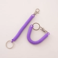 Purple spiral plastic telephone cord keychain with silver lobster clasp and key ring - Type A Single Clasp / Purple