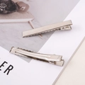 Pair of silver flat top alligator hair clips with serrated teeth for DIY crafting - Large Style (FHR093-55) / 5.5cm (10 Pieces/Pack) / Silver