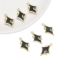 Y2K style heart and star charm with black enamel and gold moon for DIY jewelry making - Star Moon Rhinestone Pendant Gold Black