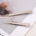 Set of two silver flat-top metal alligator hair clips for DIY hairstyling and crafts - XXL Style (FHR093-75) / 7.5cm (10 Pieces/Pack) / Silver