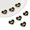 Golden heart charm with black enamel and bow detail for DIY Y2K jewelry making - Heart Bowknot Pendant Gold Black