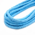 Perles Heishi en argile polymère bleu clair pour la création de bijoux DIY et artisanat - Diamètre 4mm x Épaisseur env. 1mm, Trou env. 1mm, 40cm/Rang / Bleu lac