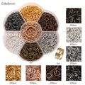 7-color 6mm iron jump rings set with lobster clasps and tool in plum blossom storage box - 0.8x6mm Multicolor Assorted (BDH317)