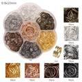 DIY jewelry kit with 7 colors of jump rings and lobster clasps in a flower storage box - Extra Large Jump Rings And Ring Opener Box Set