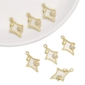 Golden Y2K star and moon pendants with mother-of-pearl inlay for DIY jewelry - Star Moon Rhinestone Pendant Gold White