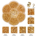 Golden DIY jewelry making kit with lobster clasps and open jump rings in a 7-grid box - 4-10mm Mixed Kit Gold (BDH317)