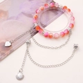 Perlenarmband in Rosa und Orange mit Muschel- und Herzanhänger an silberner Kette - Muschel