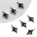 Black Y2K star and moon pendants with silver zircon inlays for DIY jewelry making - Star Moon Rhinestone Pendant Silver Black