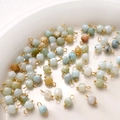 4mm faceted amazonite stone cube pendants with gold loops for DIY jewelry making - Amazonite / 4mm (2 Pieces/Pack)