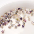 4mm faceted cube natural fluorite stone charms with gold rings for DIY jewelry - Fluorite / 4mm (2 Pieces/Pack)