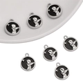 Y2K heart star angel charms in black drip oil and silver alloy for DIY jewelry - Angel Pendant Silver Black