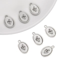 Set of 6 silver oval mother of pearl flower pendants for DIY Y2K jewelry making - Tulip Pendant Silver White