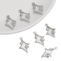 Y2K style star heart pendants with white shell inlay and rhinestones for DIY jewelry - Star Moon Rhinestone Pendant Silver White