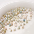 4mm faceted natural stone sugar cube charms in various pastel colors with gold loops - Morganite / 4mm (2 Pieces/Pack)