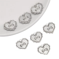 Silver heart pendant charms with mother of pearl inlay and delicate metal bow for DIY jewelry - Heart Bowknot Pendant Silver White