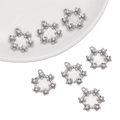 Y2K silver flower wreath pendant with white pearls for DIY jewelry making - Wreath Pendant Silver White