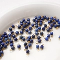 Deep blue lapis lazuli faceted sugarcube charms with gold loops for DIY jewelry making - Lapis Lazuli / 4mm (2 Pieces/Pack)