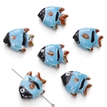 Blue fish-shaped ceramic beads for DIY jewelry with hand-painted details - 21x17mm (1 Piece/Pack) / Black Blue