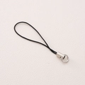 Black woven phone strap with silver spring ring and metal connector for DIY accessories - Total length approx. 58mm, Cord length approx. 45mm, 20 Pieces/Pack / Black
