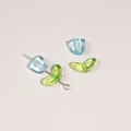 Blue acrylic tulip flower and green leaf beads with metal pin for DIY jewelry making - 20 Sets/Pack (Flower Approx. 9x9mm, Leaf Approx. 14x7mm) / Blue