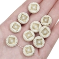 Vintage cream acrylic round beads with golden sunburst pattern for DIY jewelry making - Flat Round Patterned Bead / 16mm (Approx. 30 Pieces/Pack) / Black