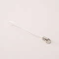 White braided polyester phone lanyard with silver metal cylinder and ring connector - White