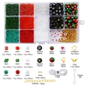 Kerst thema 15-vaks DIY sieradenset met 3mm kralen en alfabet bedeltjes - 15 Grids 3mm Zaad Kralen Kerst Set