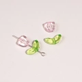 Pink tulip acrylic flower beads with green leaves for DIY jewelry making and crafts - 20 Sets/Pack (Flower Approx. 9x9mm, Leaf Approx. 14x7mm) / Pink