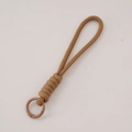 Braided paracord keychain loop in khaki color with a circular spring snap hook - Total length approx 16cm keychain diameter approx 23mm / Brown